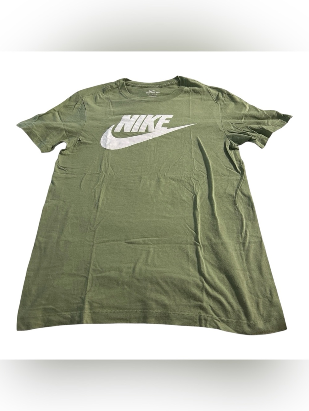 Nike Men’s Olive Green Short Sleeve Tee with White Logo